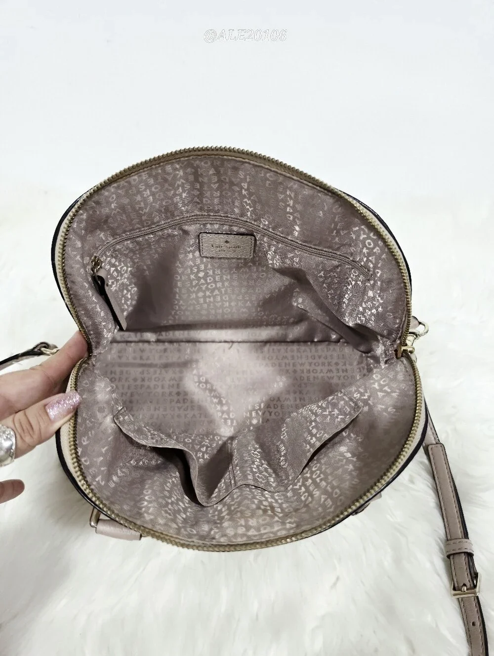 Kate Spade Nude Beige Blush Leather Satchel Crossbody Bag